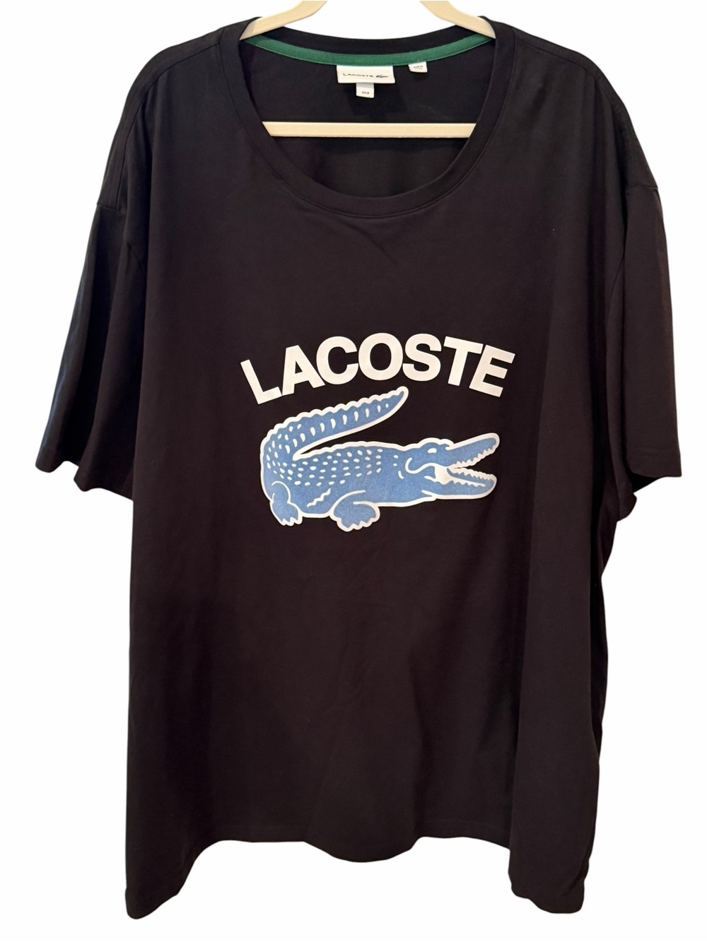 Lacoste Black Oversized Graphic Logo T Shirt 4XL Big Tall Cotton Peru